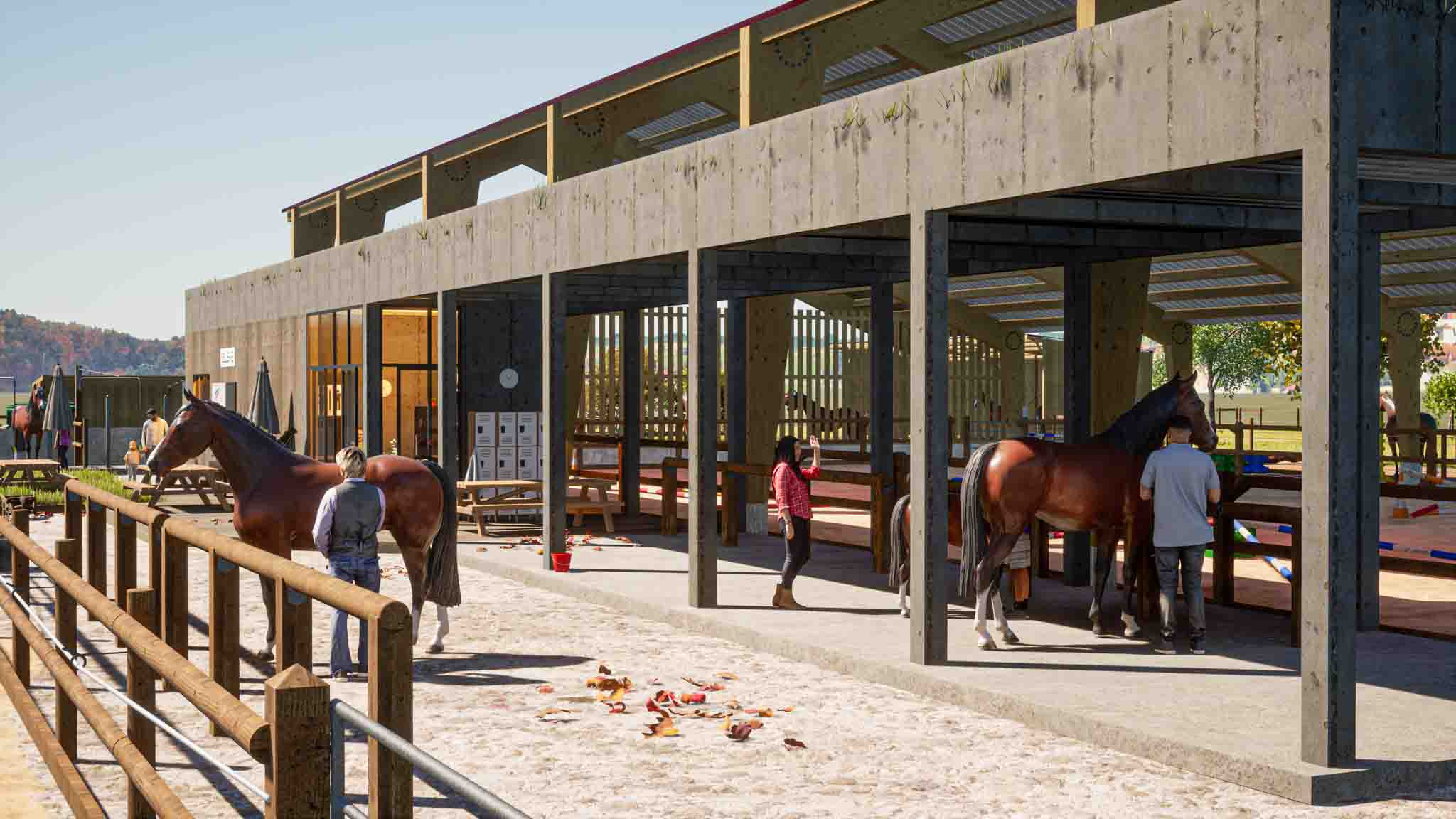une 3d horse stop pour Un centre équestre contemporain où il fait bon vivre