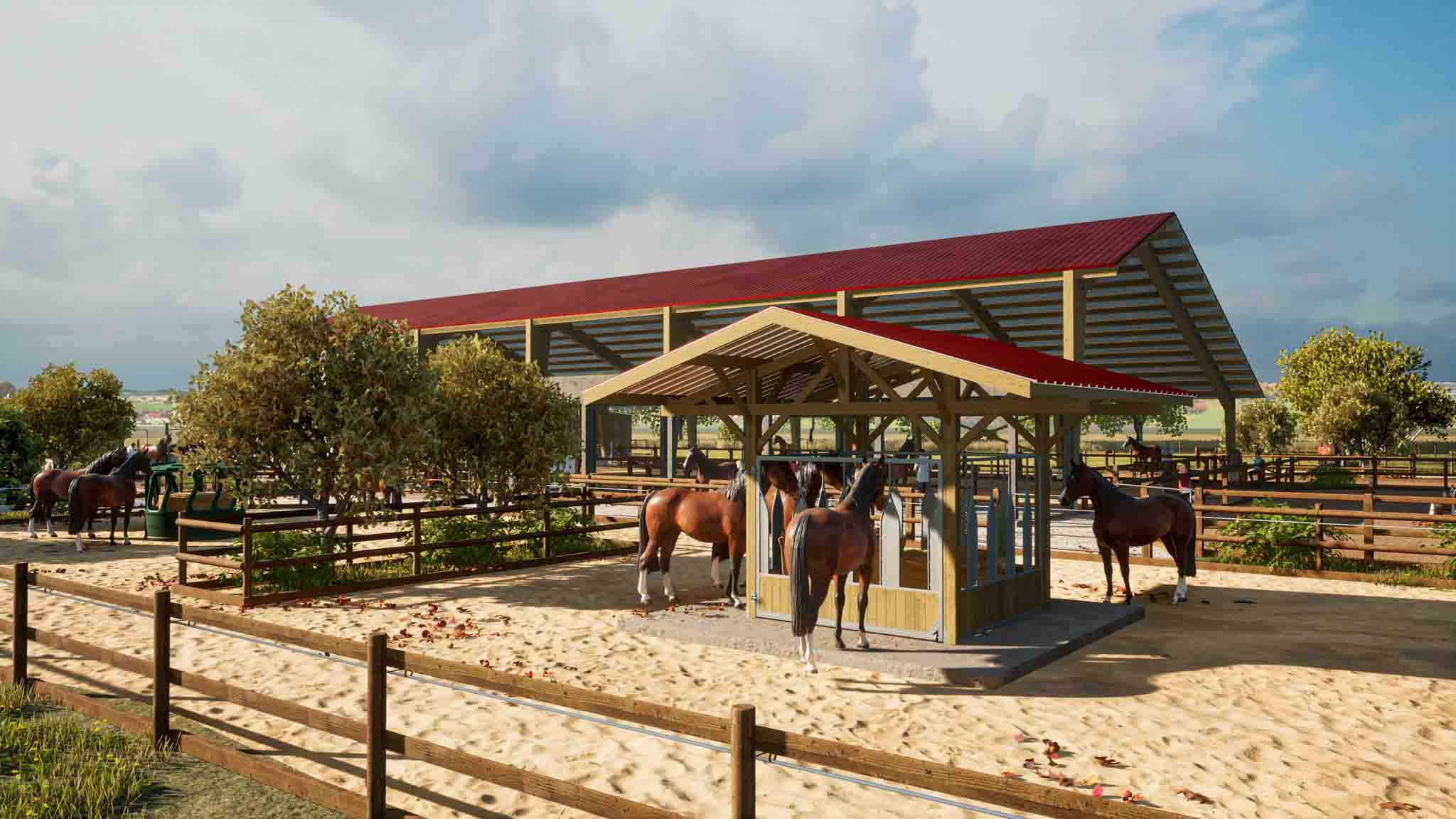 une 3d horse stop pour Un centre équestre contemporain où il fait bon vivre